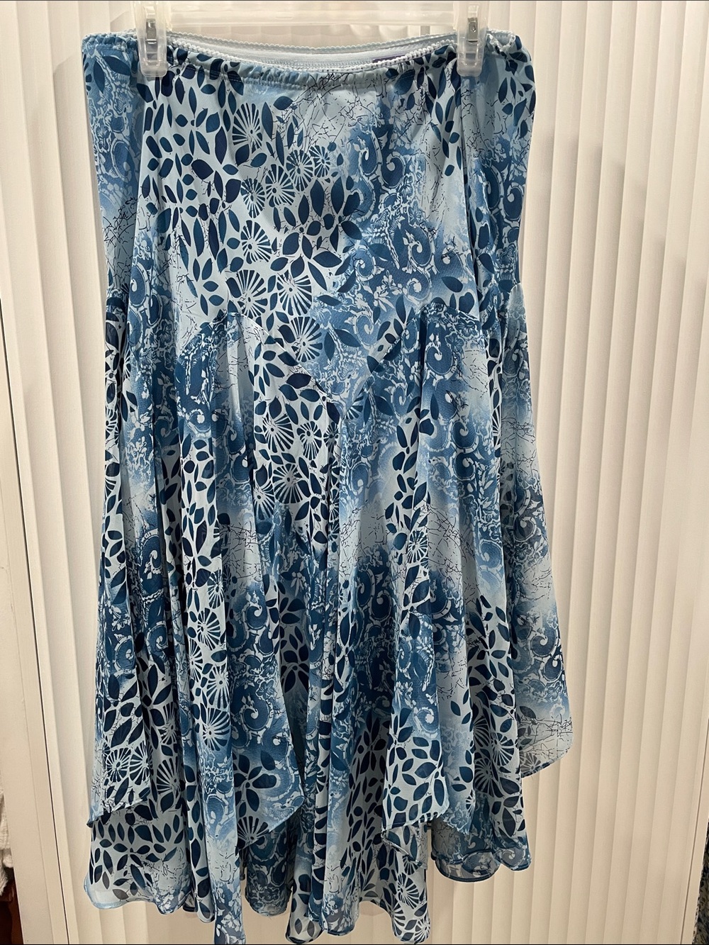 Blue Printed Midi Skirt